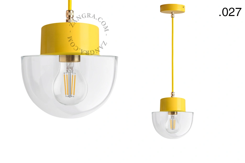 yellow pendant light - glass shade - Ø 10 cm