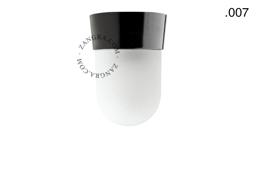 svart vägg- eller taklampa - glasskärm - Ø 11 cm