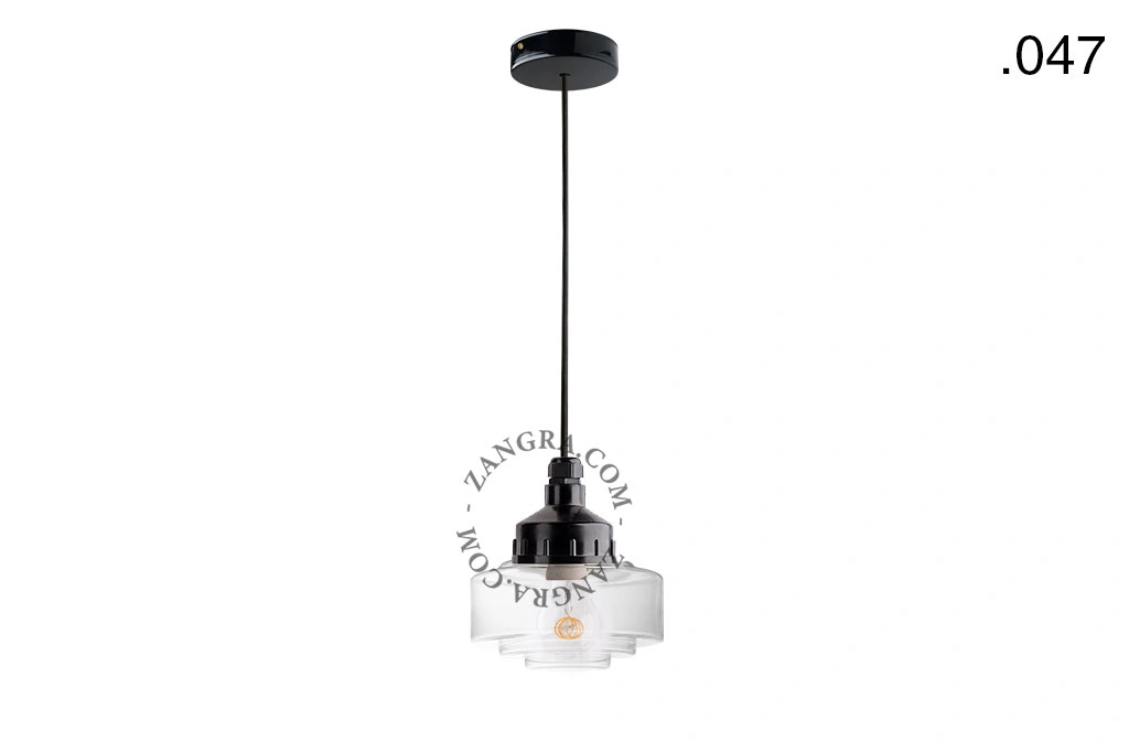 snoerlamp met glazen kap