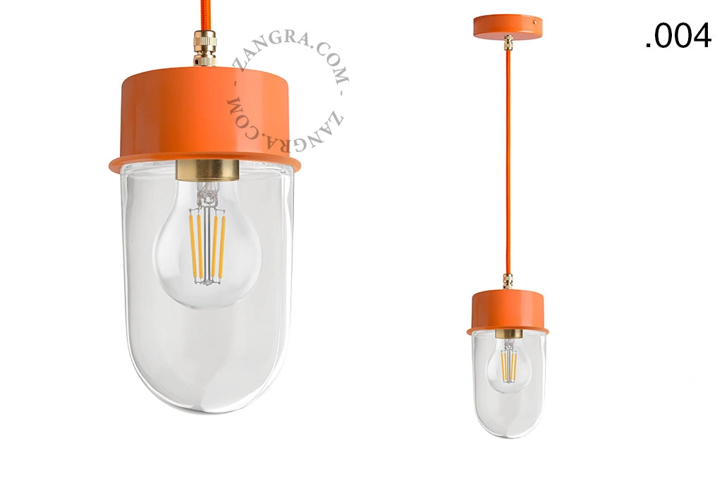 orange pendellampe - glasskærm - Ø 10 cm
