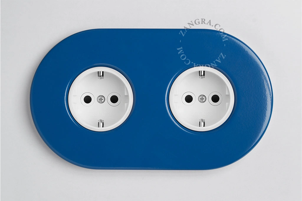 blue double flush mount socket