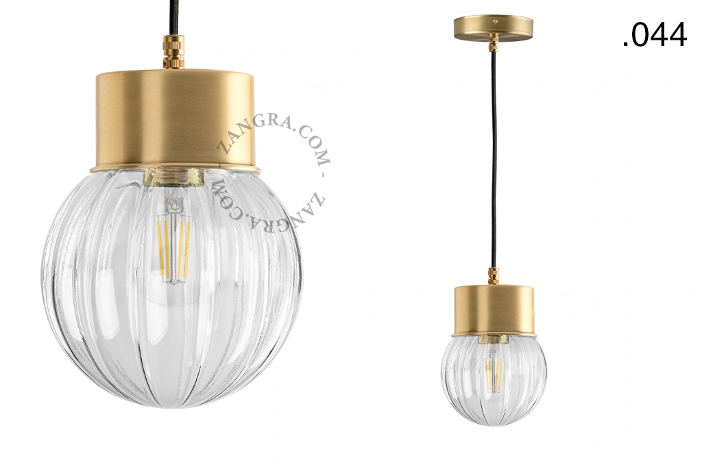 brass pendant light - glass shade - Ø 10 cm