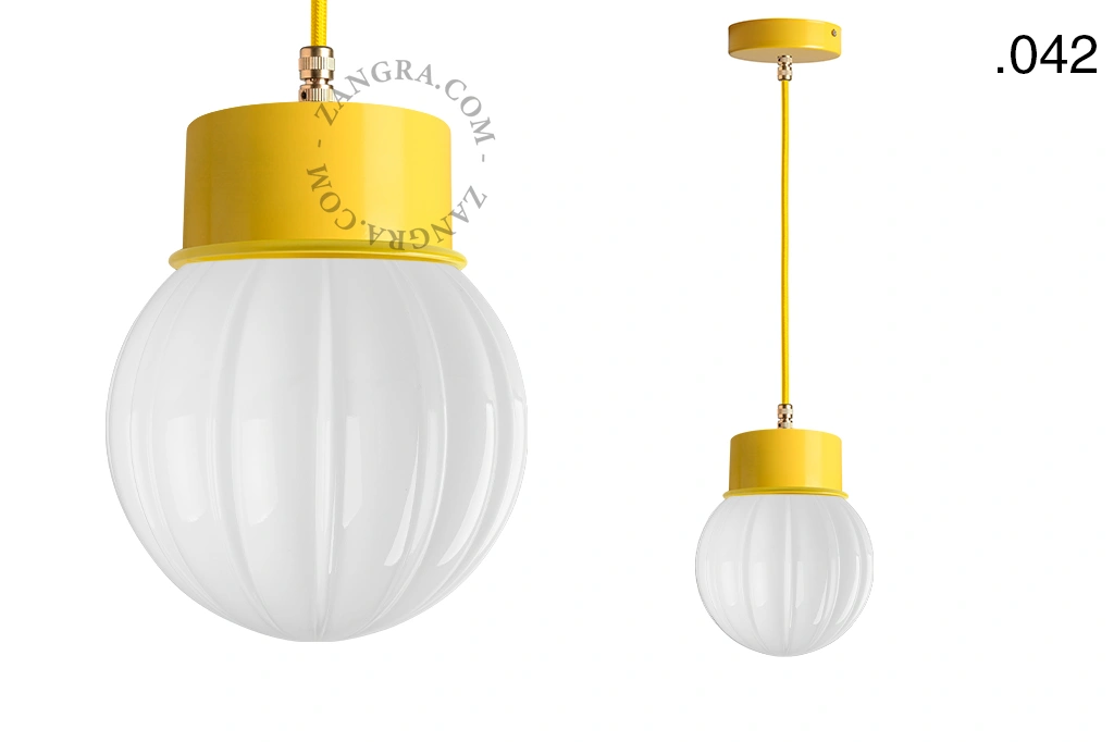 yellow pendant light - glass shade - Ø 10 cm