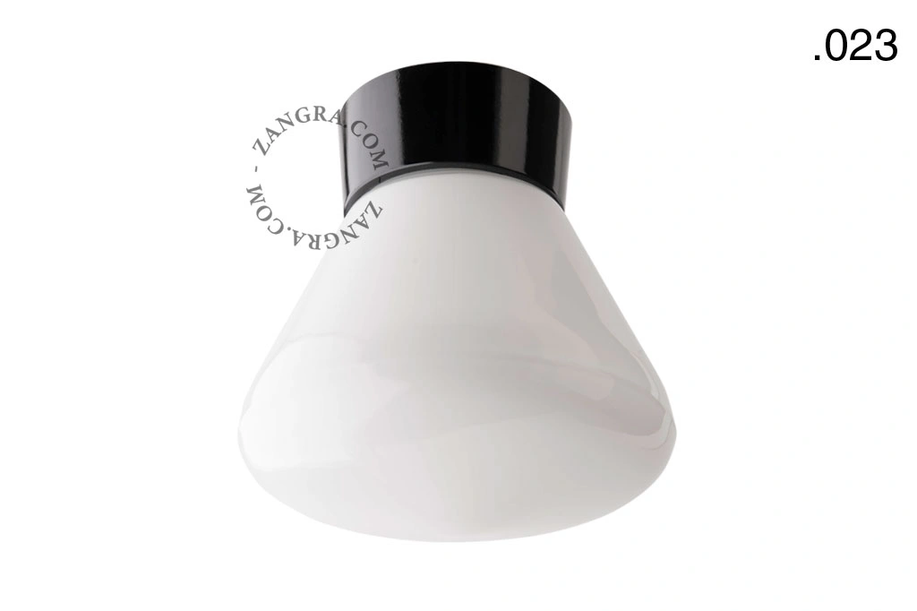 svart vägg- eller taklampa - glasskärm - Ø 11 cm