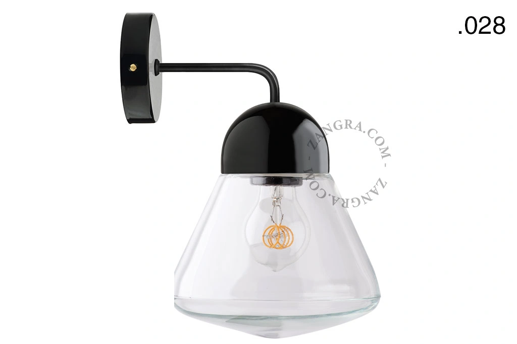 applique en porcelaine noire - globe en verre