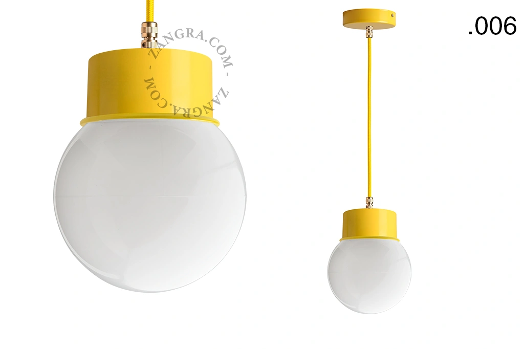 yellow pendant light - glass shade - Ø 10 cm