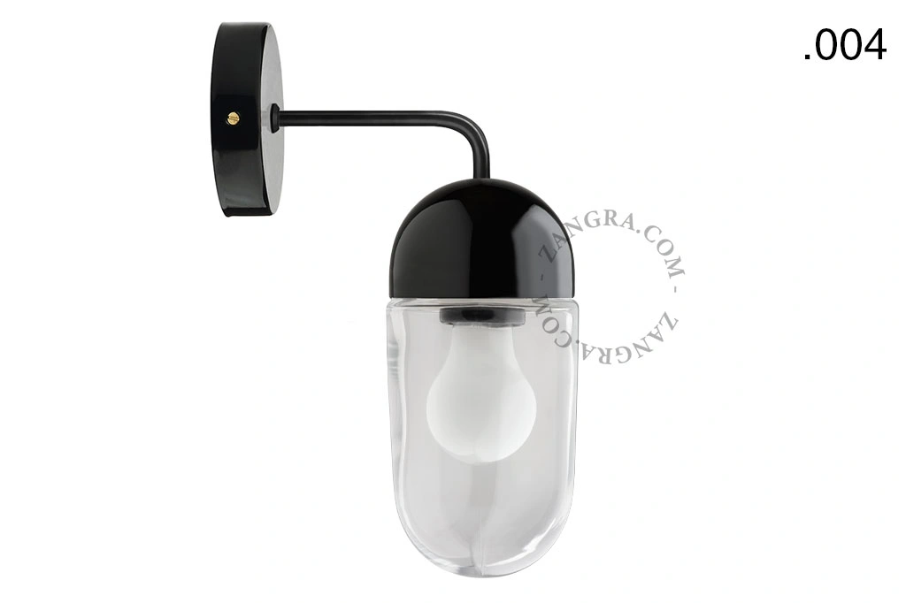 applique en porcelaine noire - globe en verre