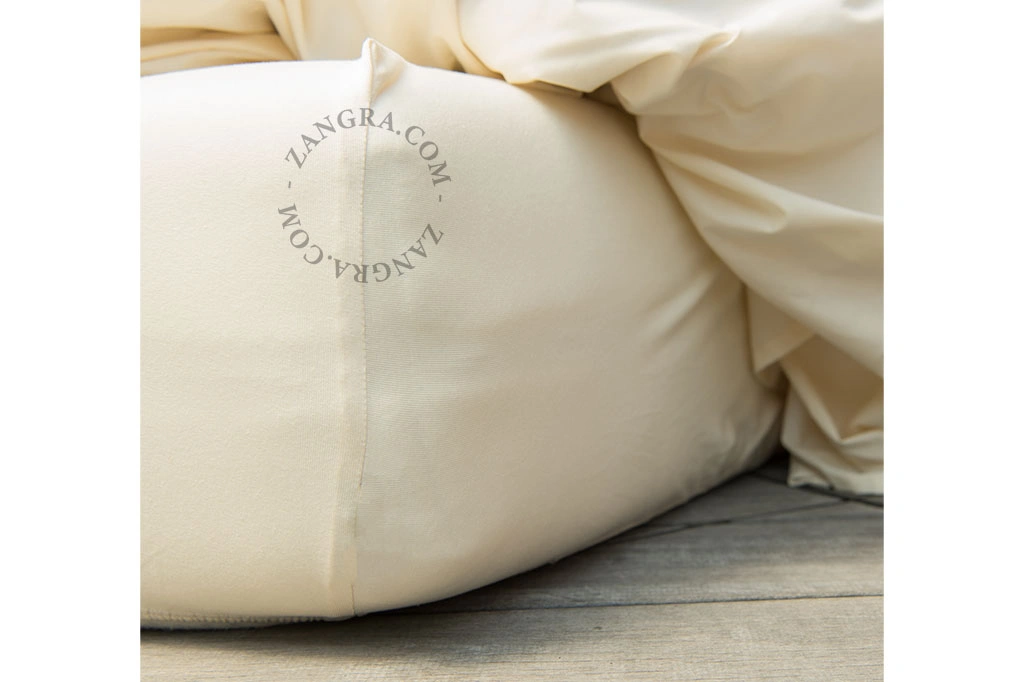 drap-housse beige en percale de coton
