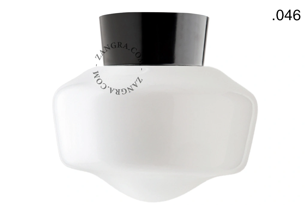 svart vägg- eller taklampa - glasskärm - Ø 11 cm