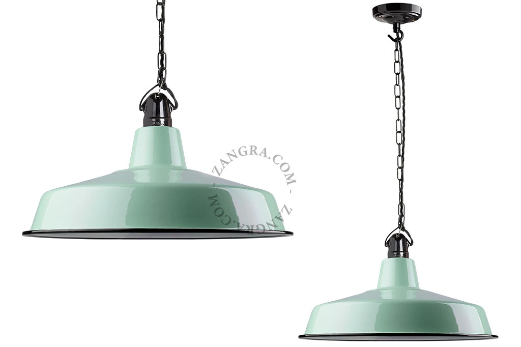 mintfarvet emaljeret pendellampe - Ø 40 cm