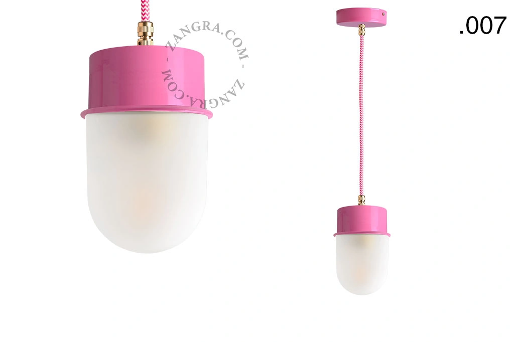 lámpara colgante rosa - pantalla de vidrio - Ø 10 cm