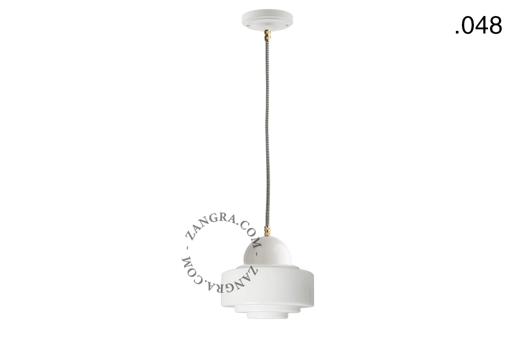 lámpara colgante de porcelana blanca - pantalla de vidrio