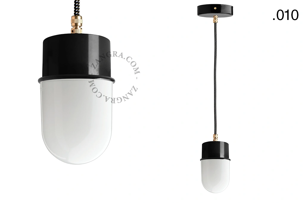 czarna lakierowana lampa wisząca ze szklanym kloszem - oprawka Ø 8.5 cm