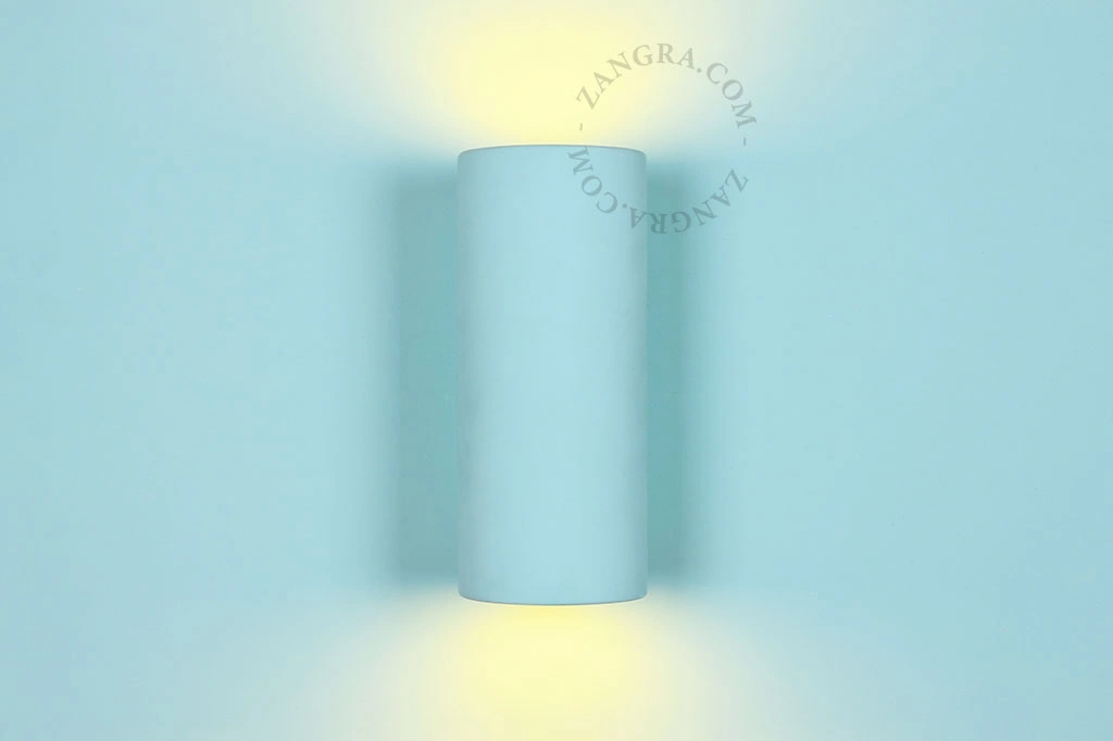 aplique cilíndrico bidireccional Casimir de yeso para pintar - 20 cm