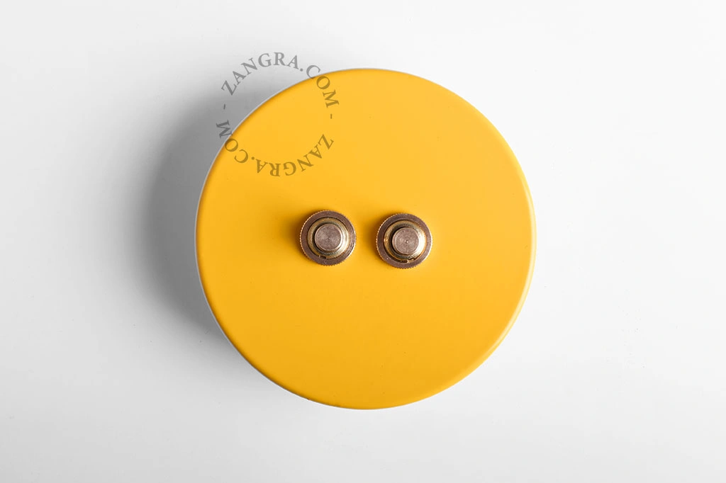 interruptor amarelo - duplo botão de pressão em latão
