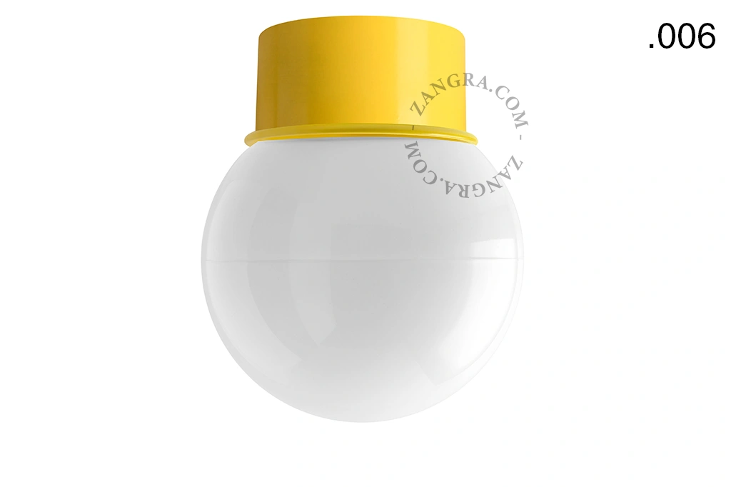 lampa ścienna lub sufitowa żółta - szklany klosz - Ø 10cm