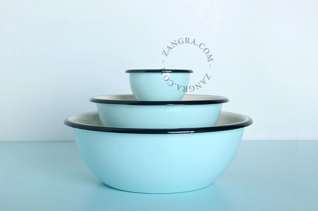 tiefer Teller aus blauer Emaille - Ø 24cm