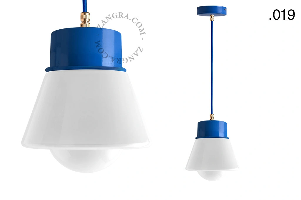 gelakte hanglamp - blauw