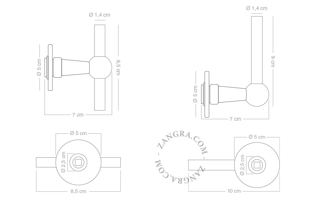 brass Chemin de Fer door handle