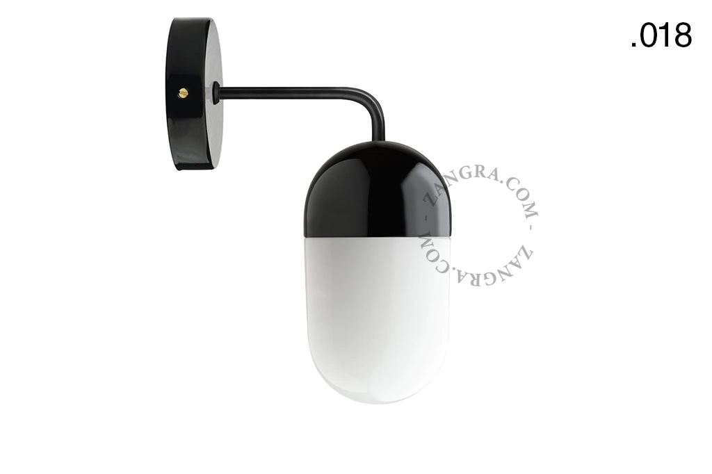 applique en porcelaine noire - globe en verre