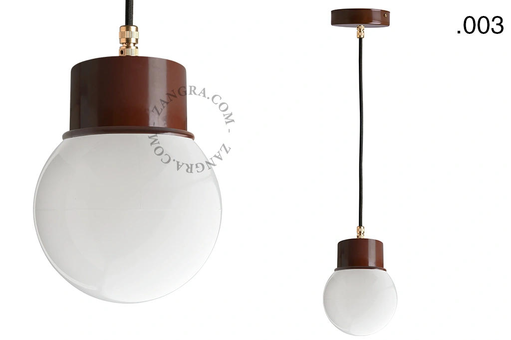 suspension marron - globe en verre - Ø 8,5 cm