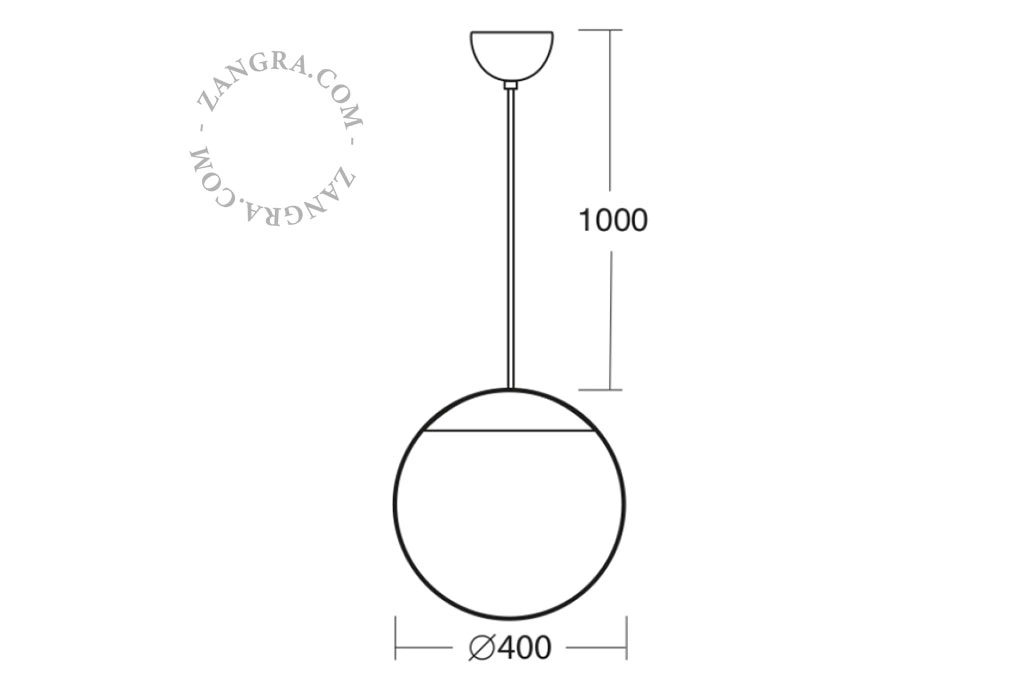 pendellampa med klot i blåst glas - Ø 40 cm