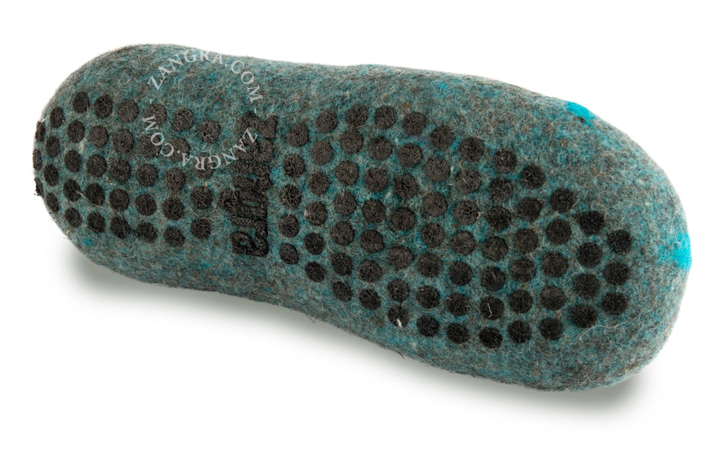 handmade felt slipper kids - turquoise