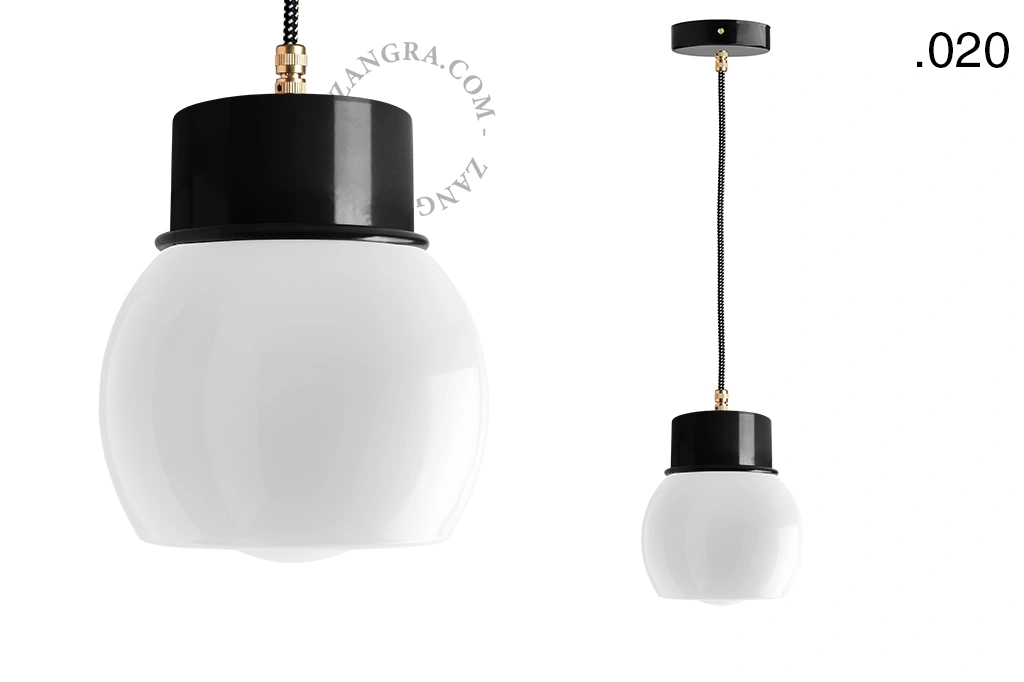 candeeiro suspenso preto - abajur de vidro - Ø 10cm