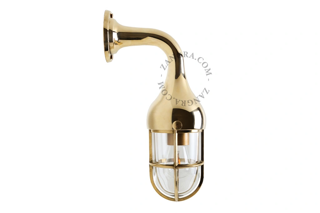 messing scheepslamp - helder glas