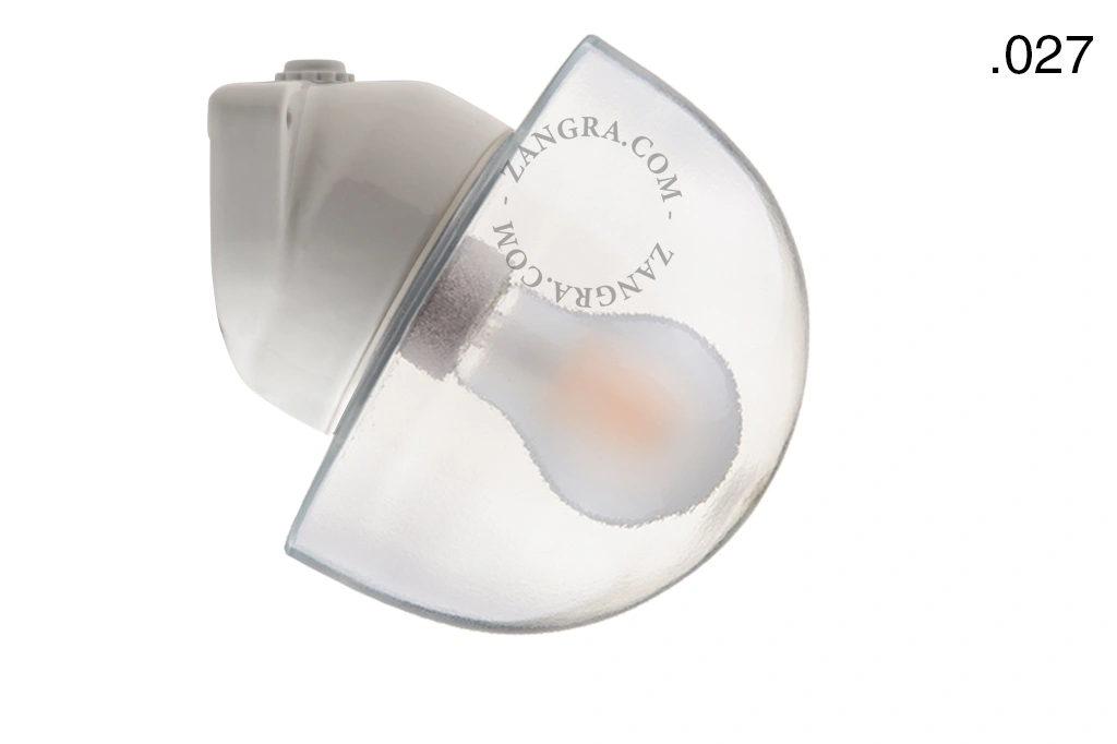 candeeiro de parede em porcelana branca para casa de banho - Ø 9,5 cm - abajur de vidro - IP54