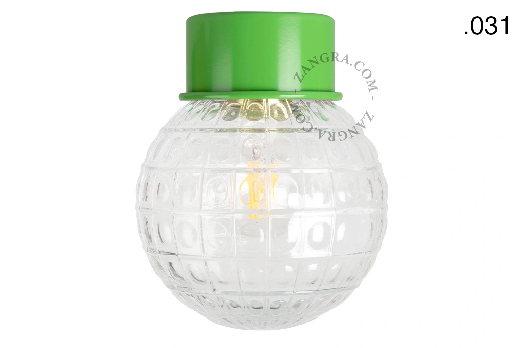 applique ou plafonnier vert - globe en verre - Ø 10 cm