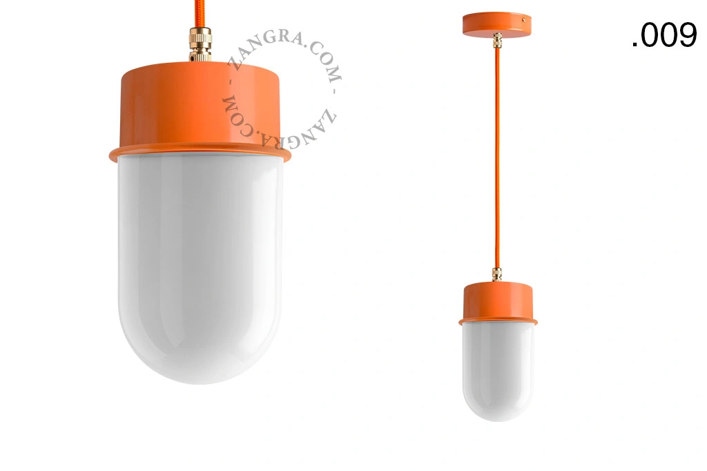 orange pendellampe - glasskærm - Ø 10 cm