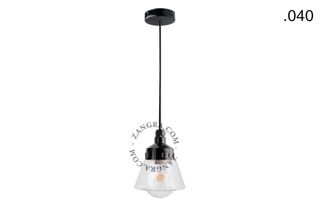 snoerlamp met glazen kap