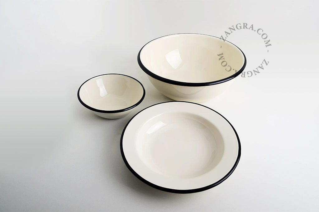 plato hondo esmaltado Ø 24 cm - marfil