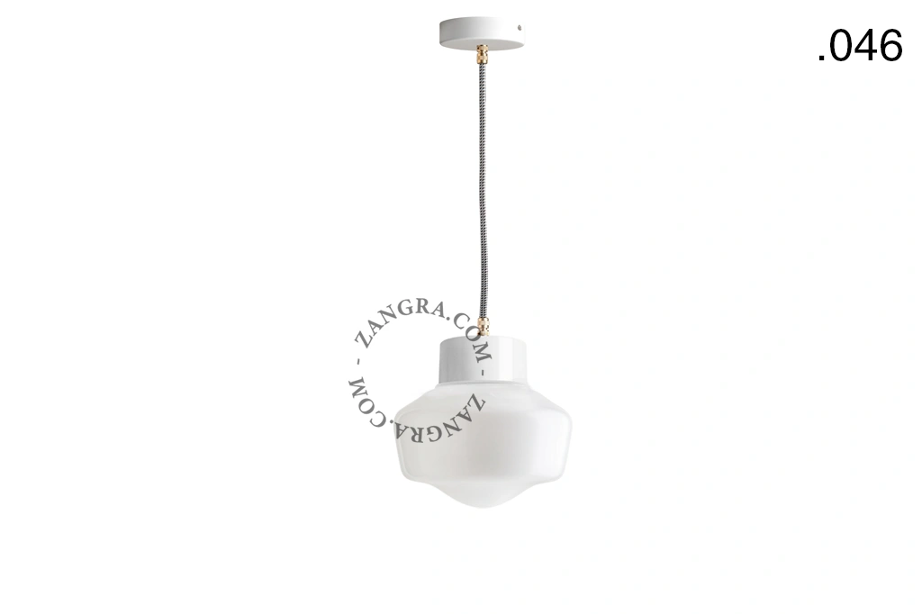hvid pendellampe - glasskærm - Ø 10 cm