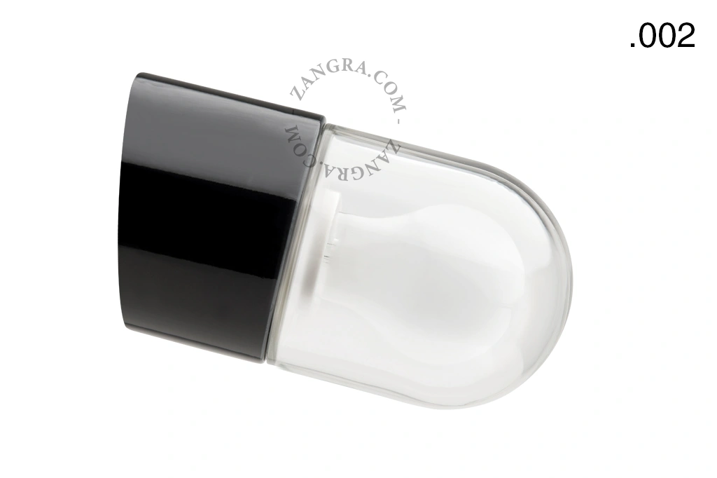 aplique de baño de porcelana negra - pantalla de vidrio - Ø 8,5cm - IP54