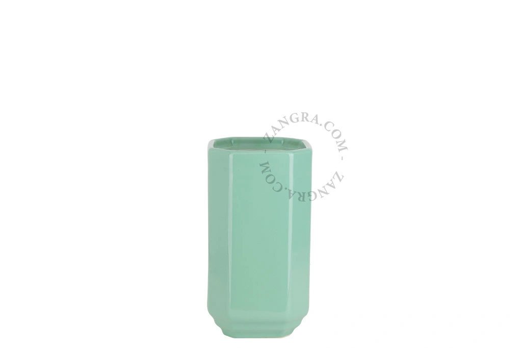 green porcelain Art Deco toilet brush holder Becca