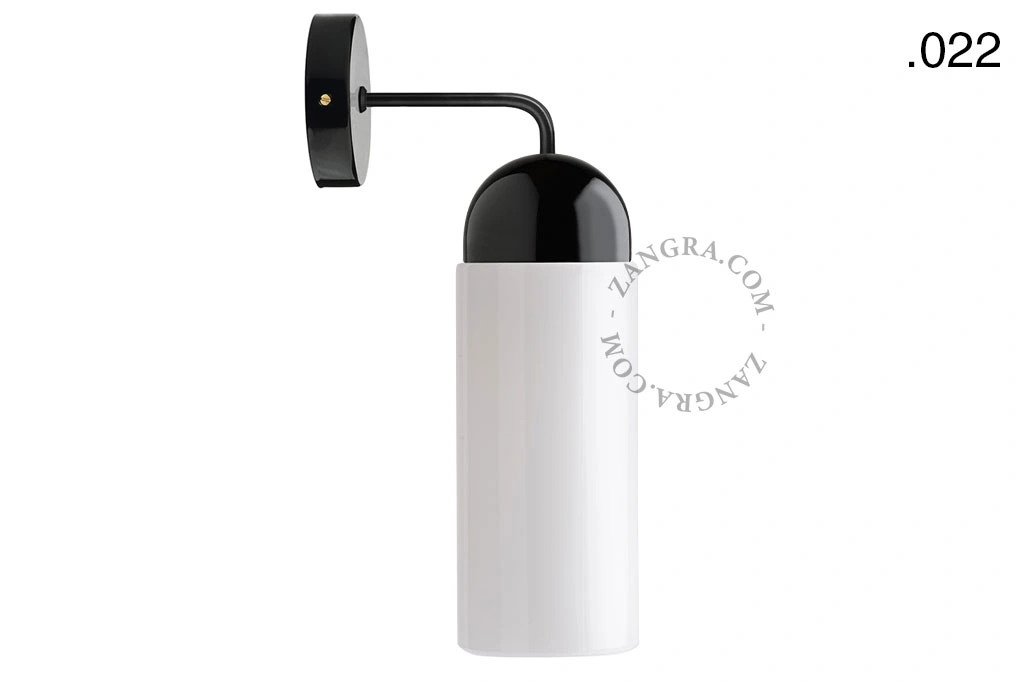 applique en porcelaine noire - globe en verre