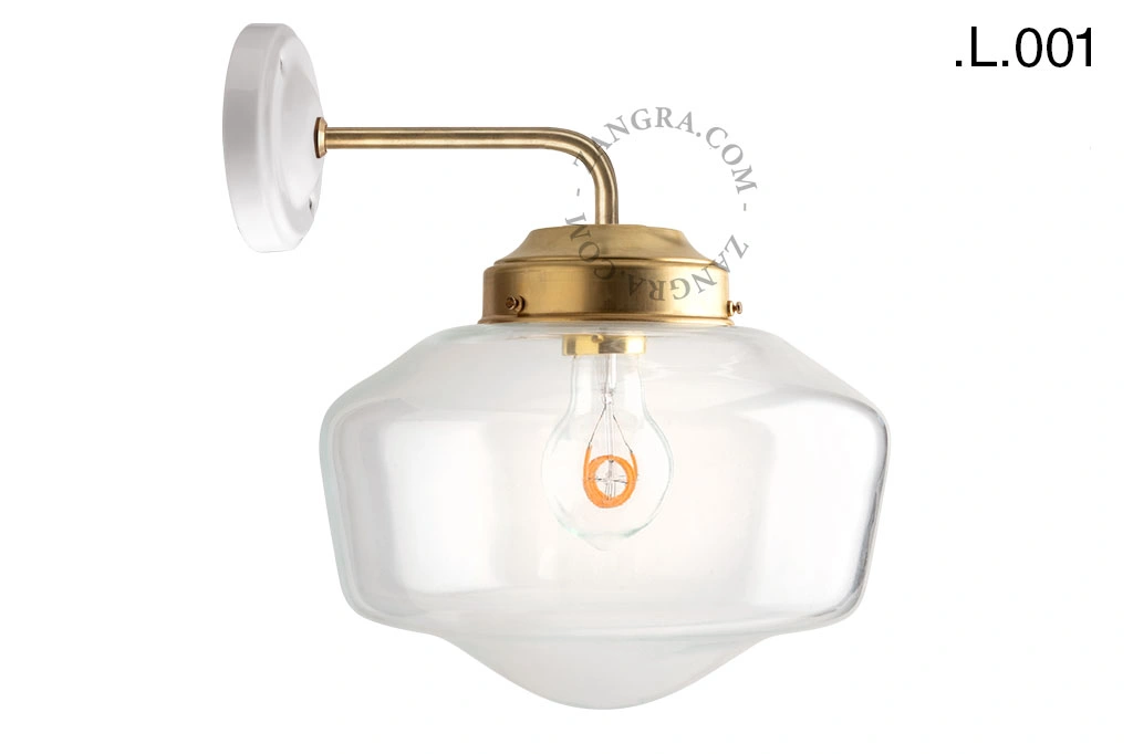 applique en laiton - globe en verre