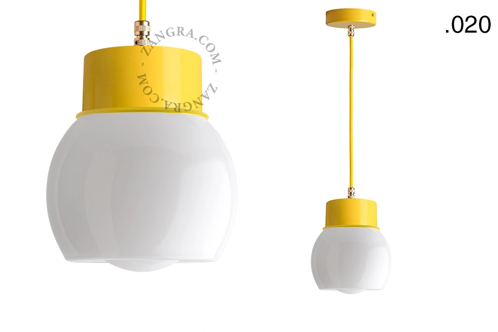 yellow pendant light - glass shade - Ø 10 cm