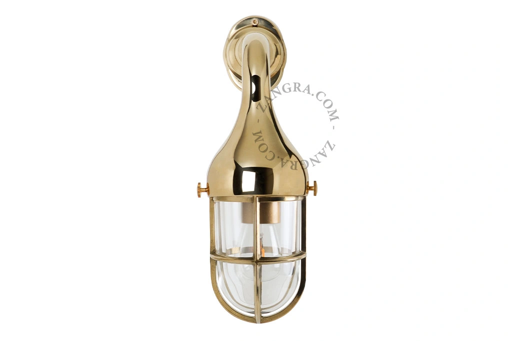 messing scheepslamp - helder glas