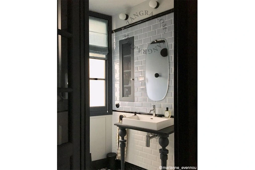 aplique de baño de porcelana negra - pantalla de vidrio - Ø 8,5cm - IP54