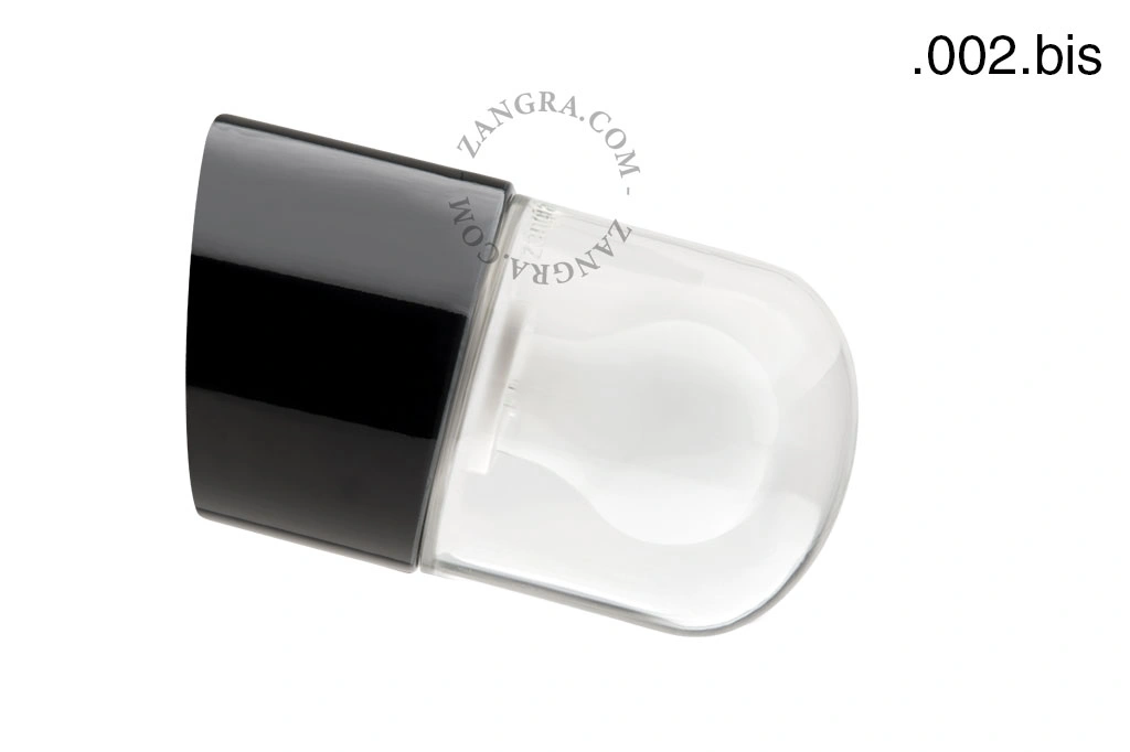 aplique de baño de porcelana negra - pantalla de vidrio - Ø 8,5cm - IP54