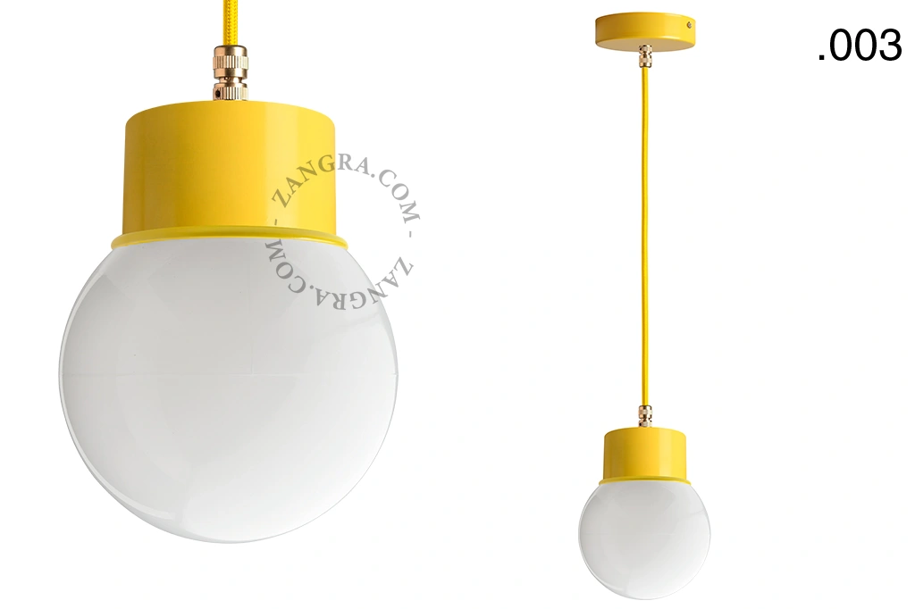 lámpara colgante amarilla - pantalla de vidrio - Ø 8,5 cm