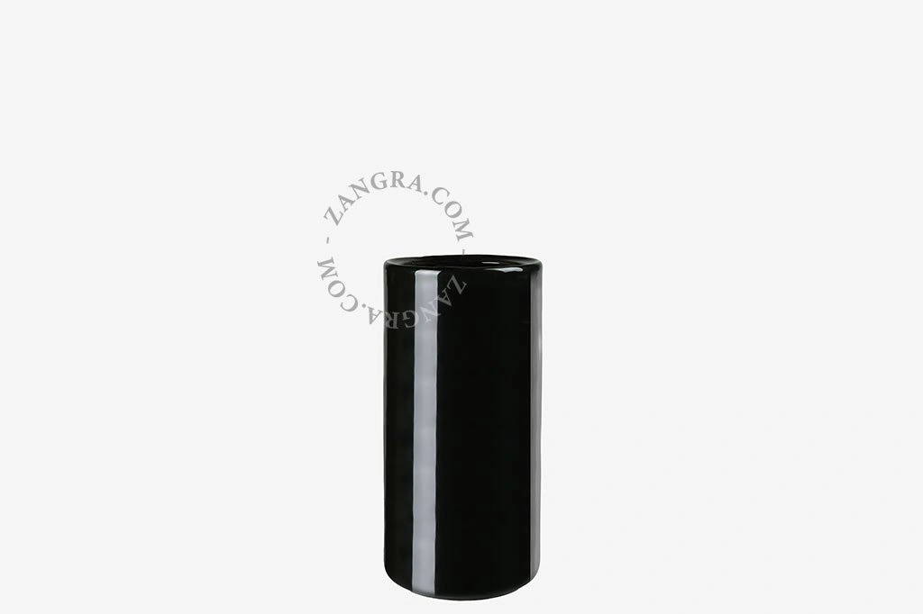 wall-mounted black porcelain toilet brush holder Daphne