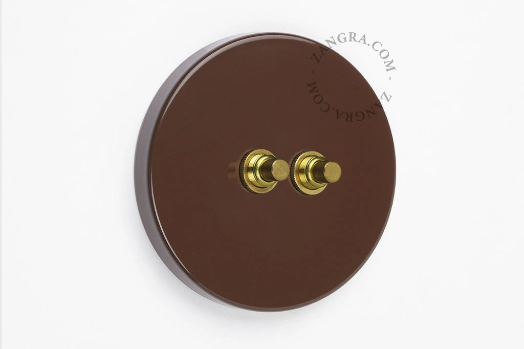 interruttore marrone - pulsanti doppi in ottone