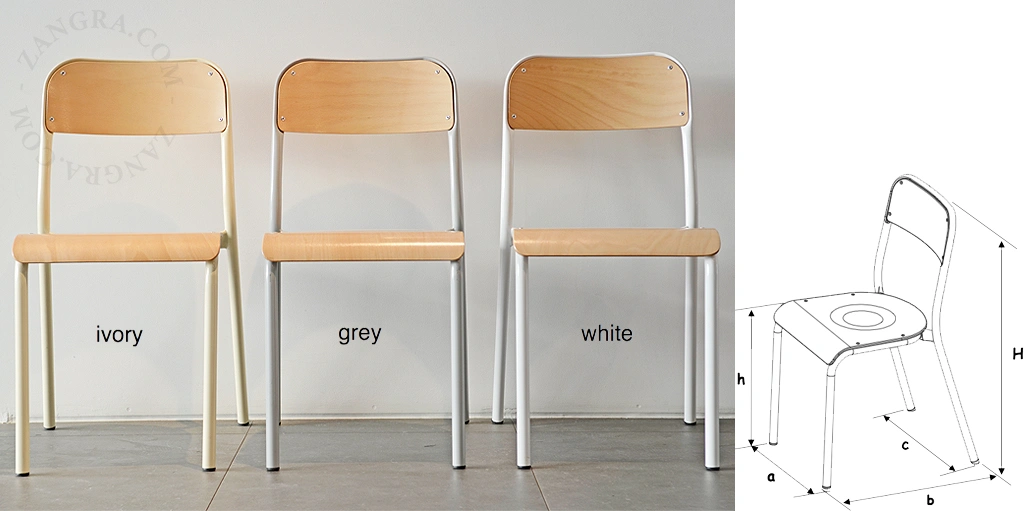 stackable wooden school chair - white