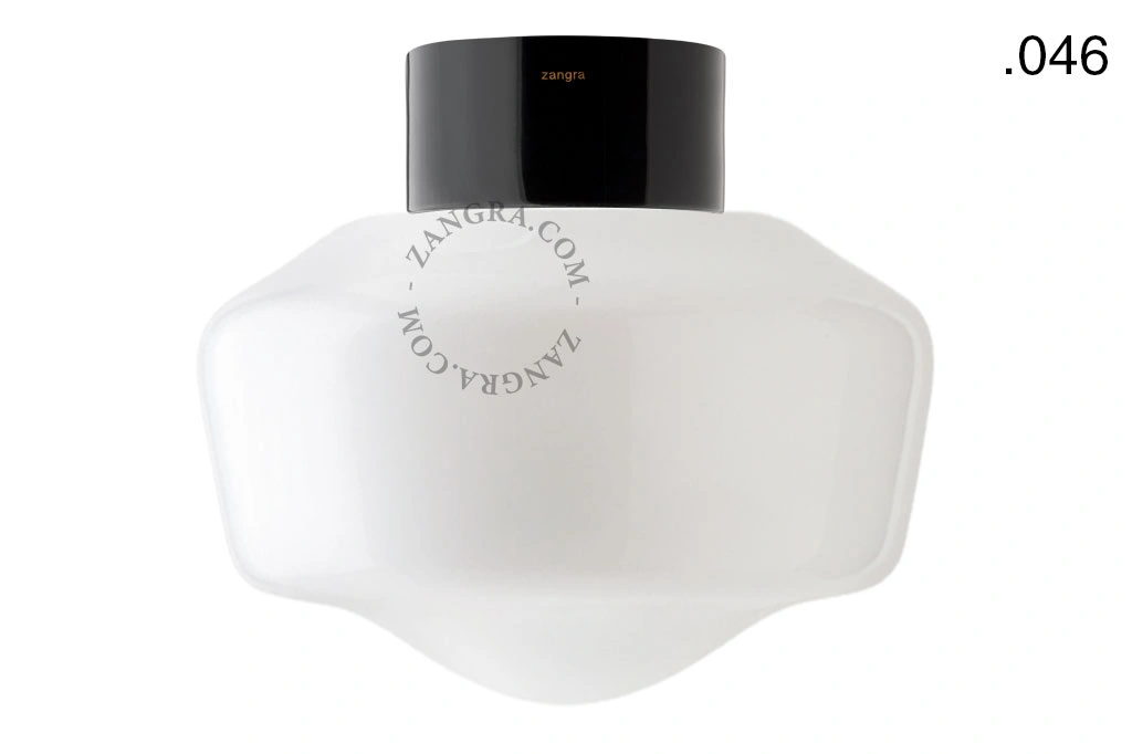 candeeiro de parede ou de teto em porcelana preta - abajur de vidro - Ø 10cm - IP54
