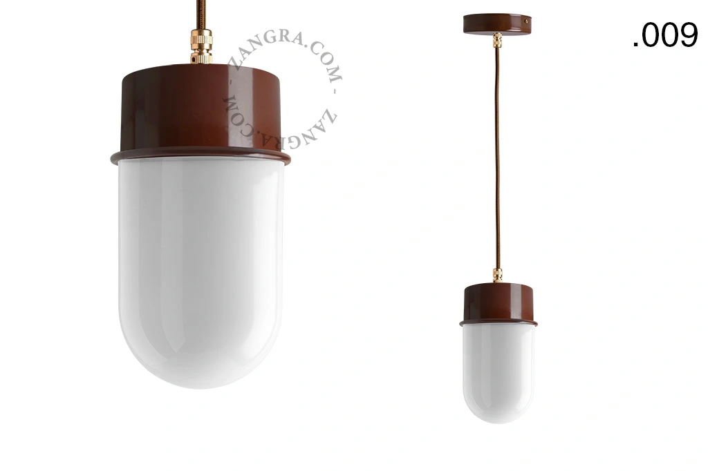 brun pendellampe - glasskærm - Ø 10 cm