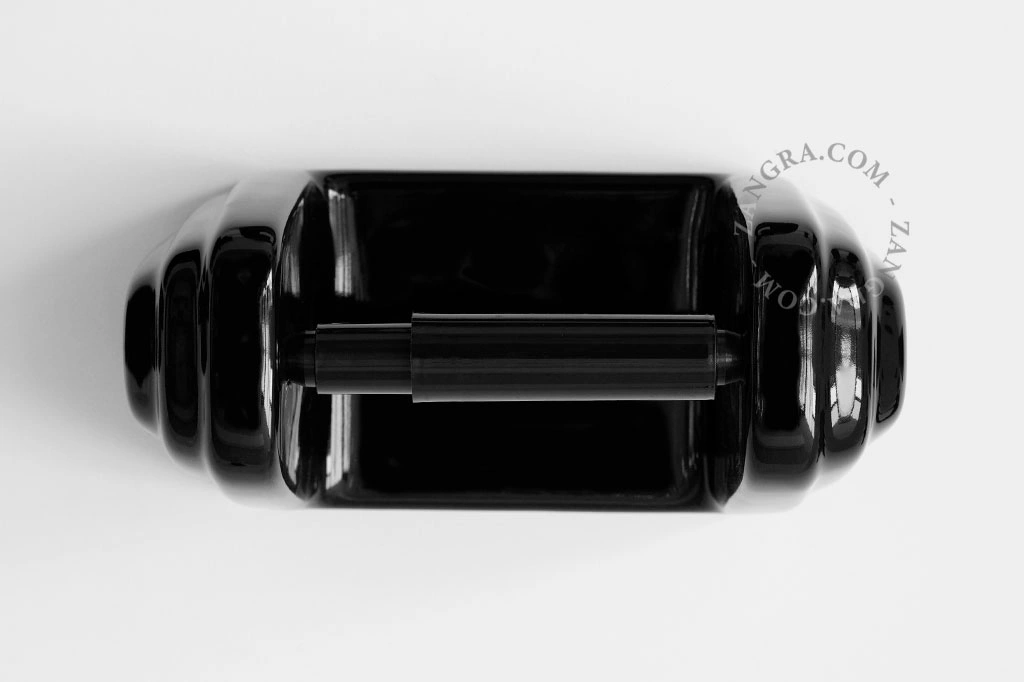 porcelain toilet paper holder - black